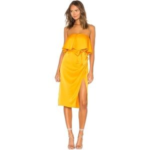 Lovers + Friends Strapless Yellow Dress